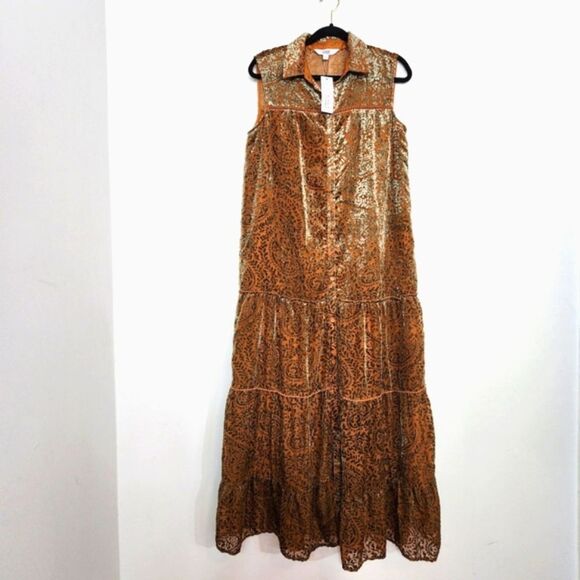 NWT BB Dakota  Telepatia Maxi Boho Bohemian Velvet Paisley Fall Dress Size Small - Picture 2 of 13